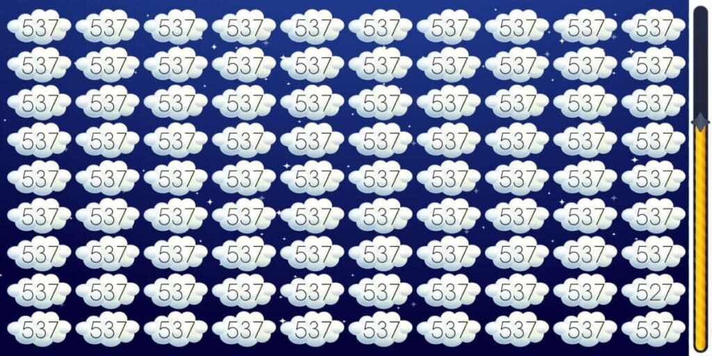 Gioco di osservazione:  Scopri l'intruso nascosto tra i numeri 537 e dimostra di essere un vero campione della percezione veloce!
